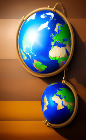 Globe on the background of the wall. 3D illustration.の写真素材