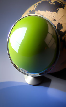 Globe with reflection on the surface of the globe. 3d renderの写真素材
