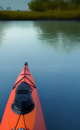 Kayak on the lake in the early morning, close-upの写真素材