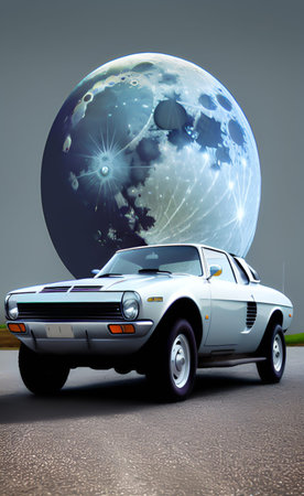 Conceptual image of a modern car with planet earth in the background