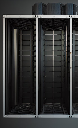 3d render of a server rack with servers in a data centerの写真素材