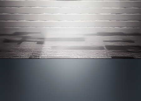 Wooden floor and wall with light and shadow, Abstract background.の写真素材