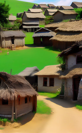 Traditional village. 3d renderingの写真素材