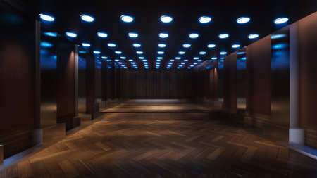 three-dimensional color background for wooden TV studio 3d renderingの写真素材