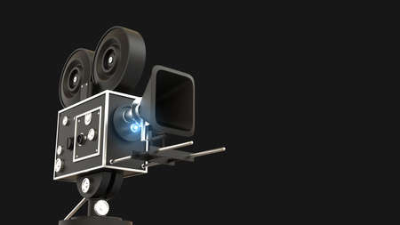 movie camera With a background in black 3D illustration 3D illustrationの写真素材