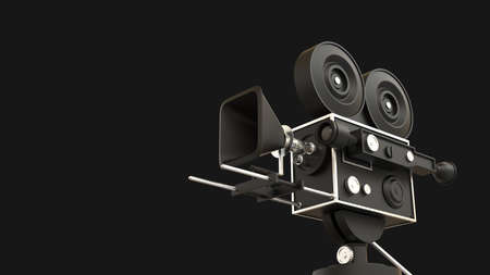movie camera With a background in black 3D illustration 3D illustrationの写真素材