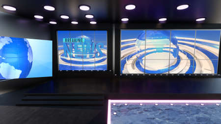 3D Virtual TV Studio News, 3d illustrationの写真素材
