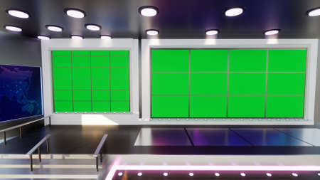 3D Virtual TV Studio News, 3d illustrationの写真素材