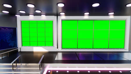 3D Virtual TV Studio News, 3d illustrationの写真素材