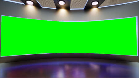 3D Virtual TV Studio News, 3d illustrationの写真素材