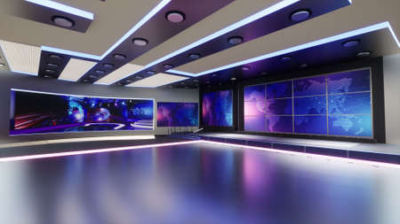3D Virtual TV Studio News, 3d illustrationの写真素材