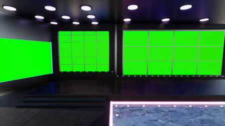 3D Virtual TV Studio News, 3d illustrationの写真素材