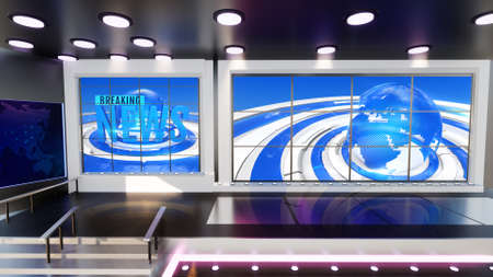 3D Virtual TV Studio News, 3d illustrationの写真素材