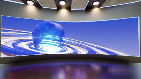3D Virtual TV Studio News, 3d illustrationの写真素材
