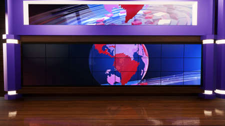3d virtual news studio, 3d illustrationの写真素材