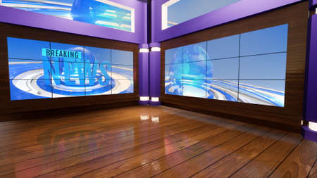 3d virtual news studio, 3d illustrationの写真素材