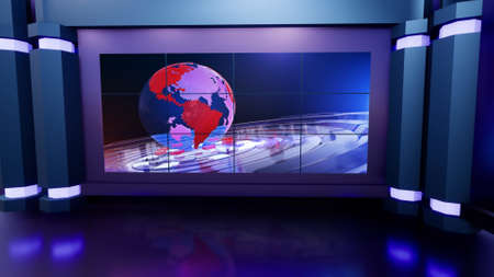 3d virtual news studio, 3d illustrationの写真素材
