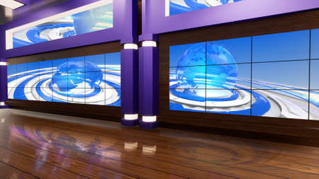 3d virtual news studio, 3d illustrationの写真素材