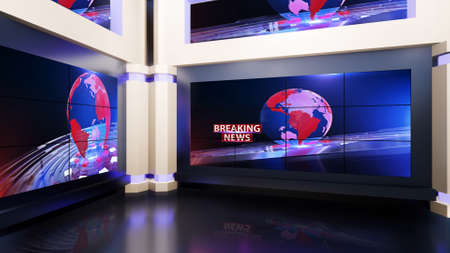 3d virtual news studio, 3d illustrationの写真素材