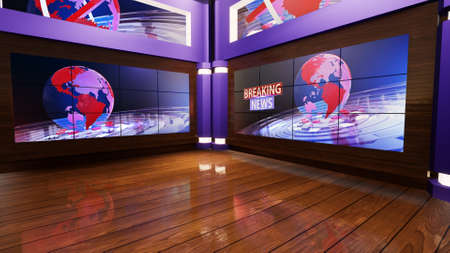 3d virtual news studio, 3d illustrationの写真素材