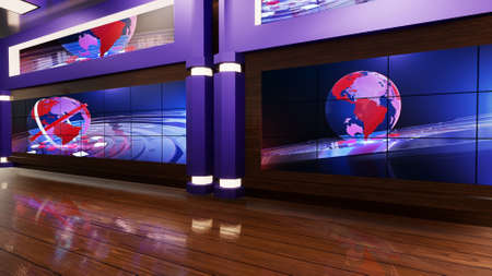 3d virtual news studio, 3d illustrationの写真素材