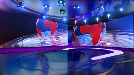 3d virtual news studio, 3d illustrationの写真素材