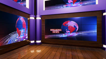3d virtual news studio, 3d illustrationの写真素材