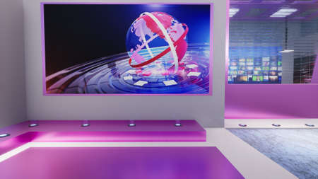 3D Virtual TV Studio News, 3d illustrationの写真素材