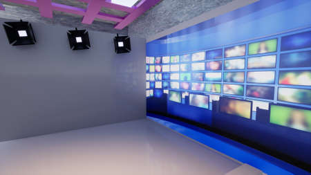 3D Virtual TV Studio News, 3d illustrationの写真素材