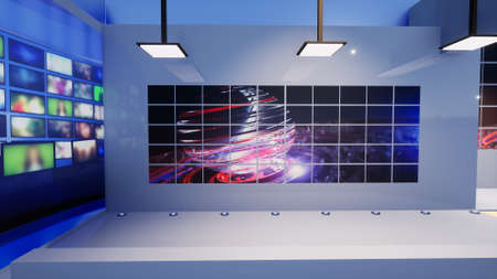 3D Virtual TV Studio News, 3d illustrationの写真素材