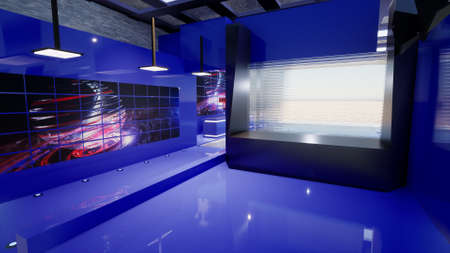 3D Virtual TV Studio News, 3d illustrationの写真素材