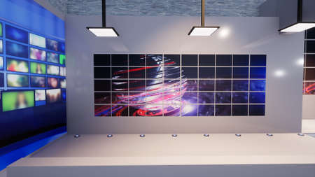 3D Virtual TV Studio News with green screen, 3d illustrationの写真素材