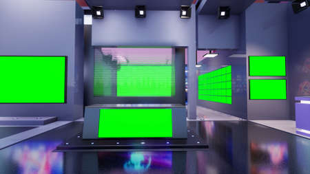 3D Virtual TV Studio News, 3d illustrationの写真素材