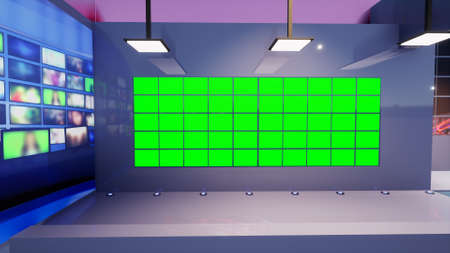 3D Virtual TV Studio News, 3d illustrationの写真素材