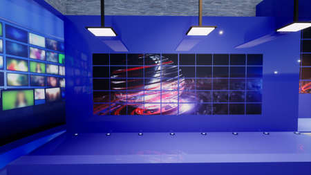 3D Virtual TV Studio News with green screen, 3d illustrationの写真素材