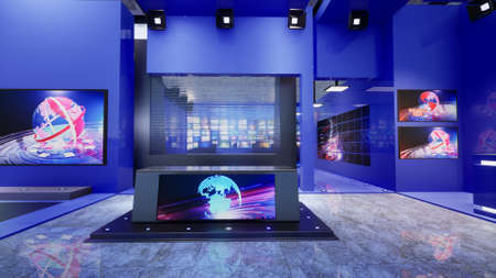 3D Virtual TV Studio News, 3d illustrationの写真素材