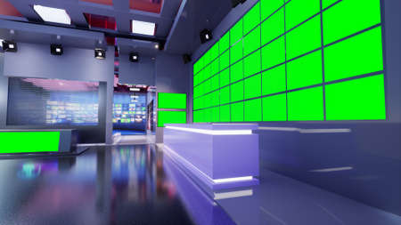 3D Virtual TV Studio News, 3d illustrationの写真素材