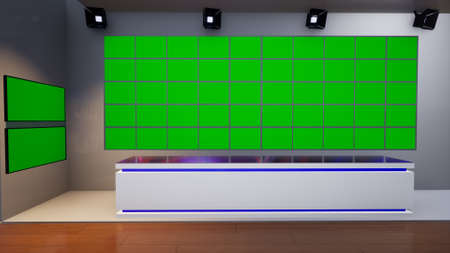 3D Virtual TV Studio News, 3d illustrationの写真素材