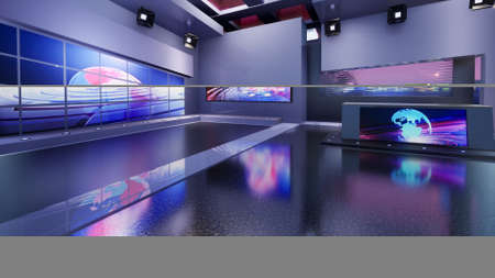 3D Virtual TV Studio News with green screen, 3d illustrationの写真素材