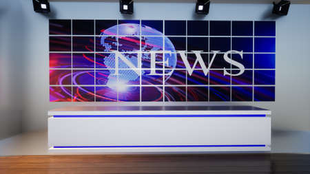 3D Virtual TV Studio News, 3d illustrationの写真素材