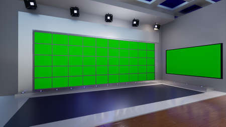 3D Virtual TV Studio News, 3d illustrationの写真素材