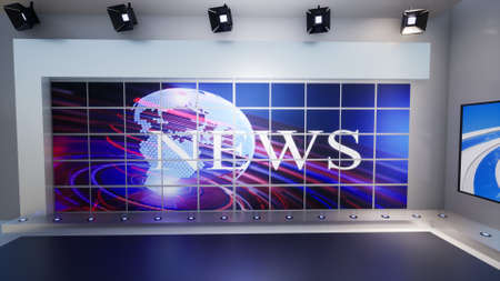 3D Virtual TV Studio News, 3d illustrationの写真素材