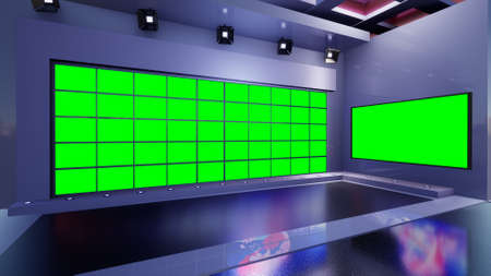 3D Virtual TV Studio News, 3d illustration