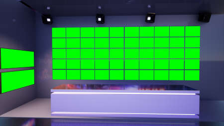 3D Virtual TV Studio News, 3d illustrationの写真素材