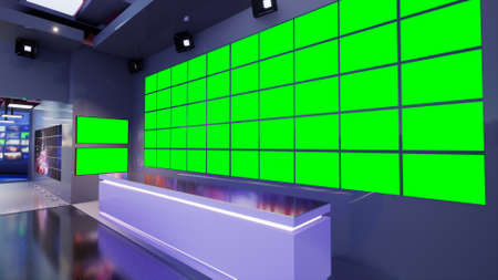 3D Virtual TV Studio News, 3d illustrationの写真素材