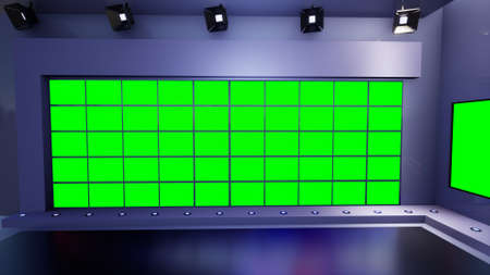 3D Virtual TV Studio News, 3d illustrationの写真素材
