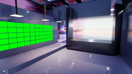 3D Virtual TV Studio News, 3d illustrationの写真素材
