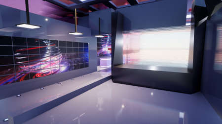 3D Virtual TV Studio News, 3d illustrationの写真素材