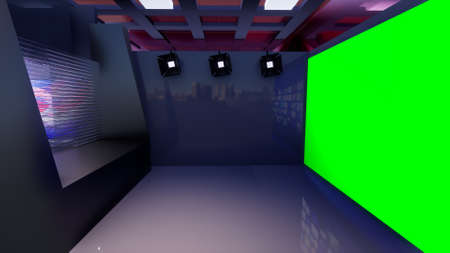 3D Virtual TV Studio News, 3d illustrationの写真素材