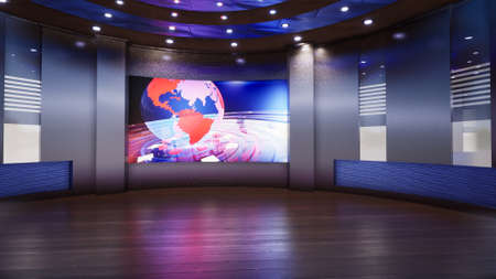 3D Virtual TV Studio News, 3d illustrationの写真素材